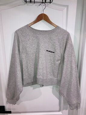 Grey Cropped It's All Good Crewneck Sweatshirt No Boundaries - size XL